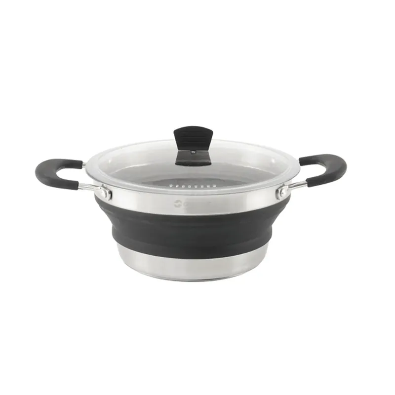 Beliebt Camping Kochtopf faltbar 2,5L Silikon Topf + Deckel schwarz Outdoor Kochgeschirr