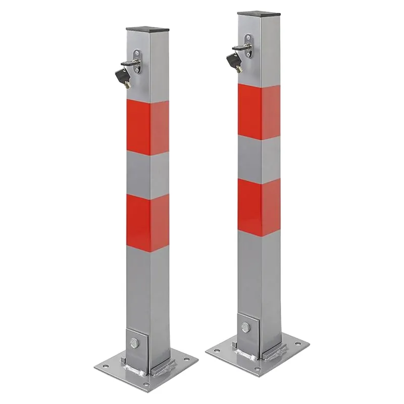 2er Set Parkpfosten mit Schloß Parkplatzsperre aus Stahl 655 x 60 x 60 mm Nur Heute