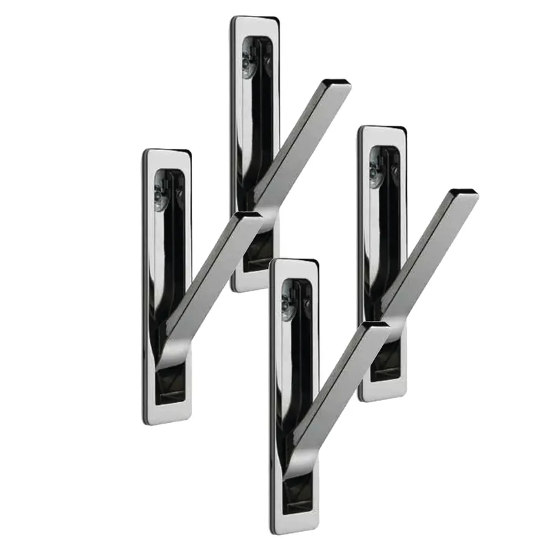 Schneller Versand 4er Set Garderobenhaken Klapphaken 88x21,5mm, Camping Kleiderhaken, Wandhaken Chrom