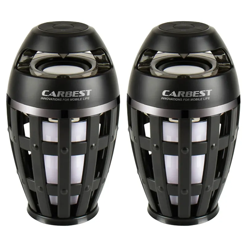 SET 2x Carbest LED Leuchte Flammeneffekt mit Bluetooth Lautsprecher - Akku Lampe Super-Preis