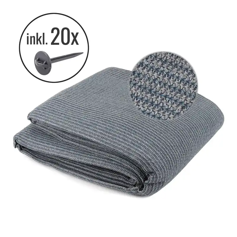 wamovo Vorzeltteppich 250 x 400 cm graublau atmungsaktiv waschbar Ösen Top-Seller