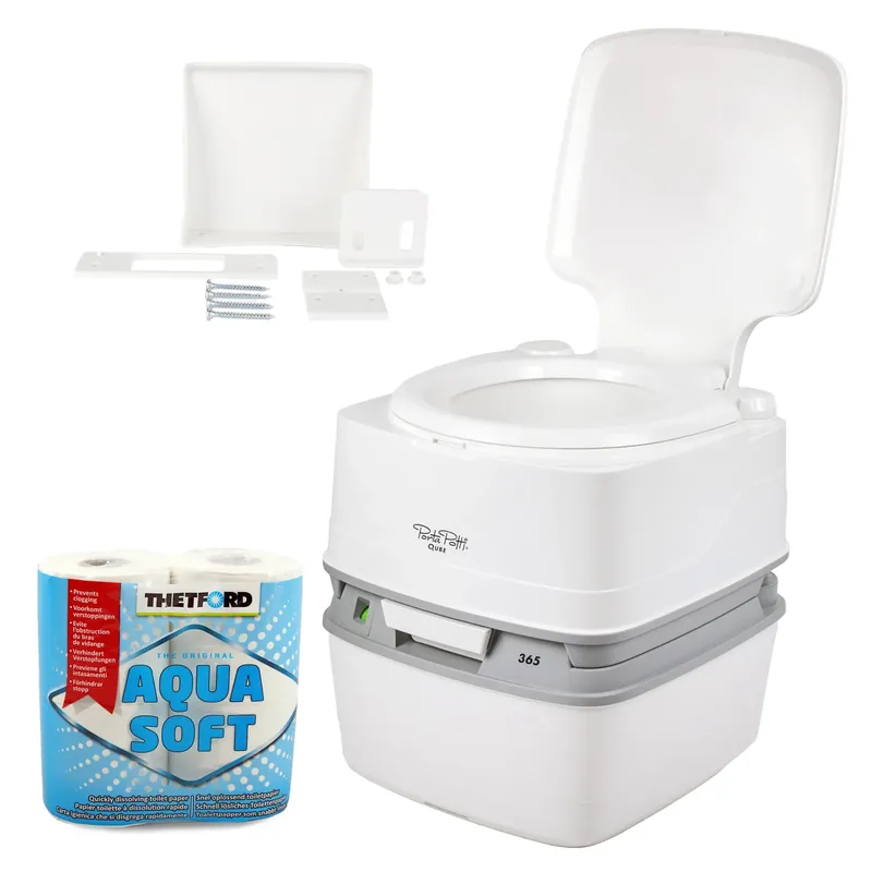 Campingtoilette Porta Potti Qube 365 inkl Befestigung, Toilettenpapier & Chemie Top-Preis