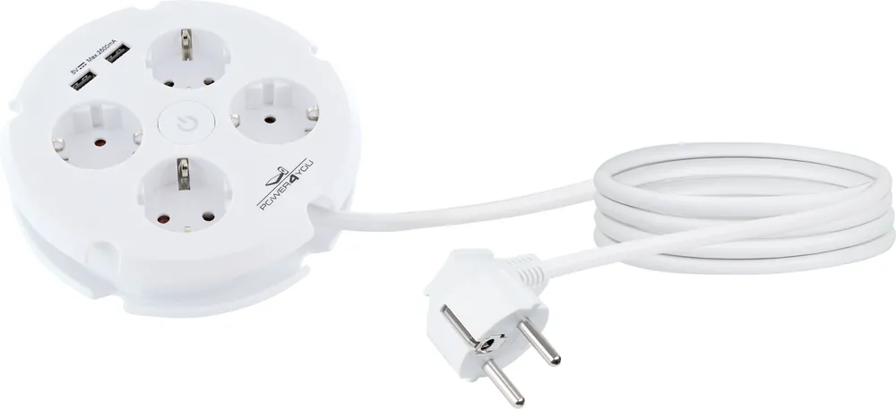 Schwaiger Mehrfachsteckdose 4-fach mit 2x USB Ladeports Wochenendangebot
