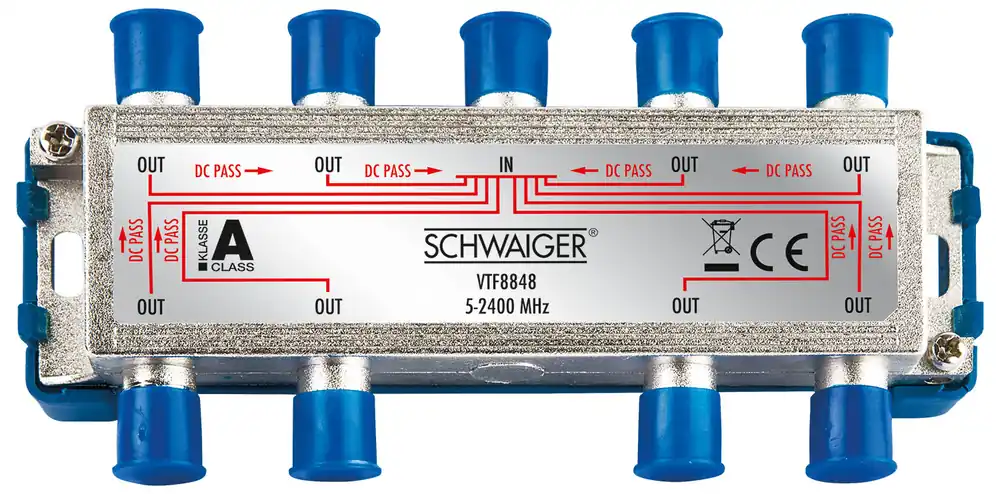 Schwaiger 8-fach Verteiler für Kabel-, Antennen- und Satellitenanlagen Highlight