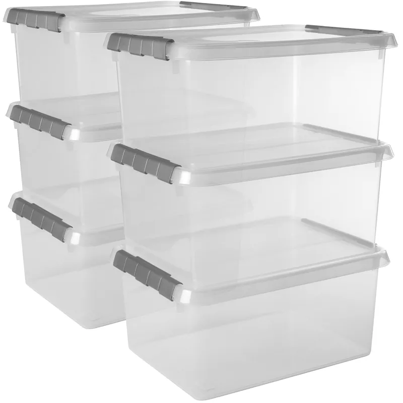 Sunware Comfort Line 15 Liter transparent graue 6er-Set Aufbewahrungsboxen Highlight
