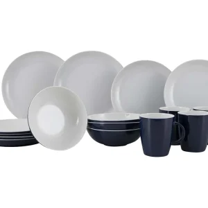 Gimex Solid Line 16-teiliges Geschirrset - Blue/White Knallerangebot