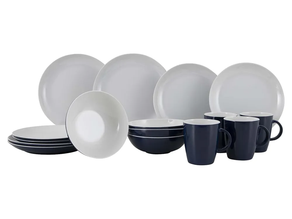 Gimex Solid Line 16-teiliges Geschirrset - Blue/White Knallerangebot