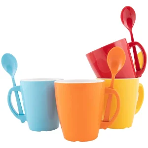 Expressversand Gimex Colour Line Rainbow 4er-Set Becher mit Löffeln