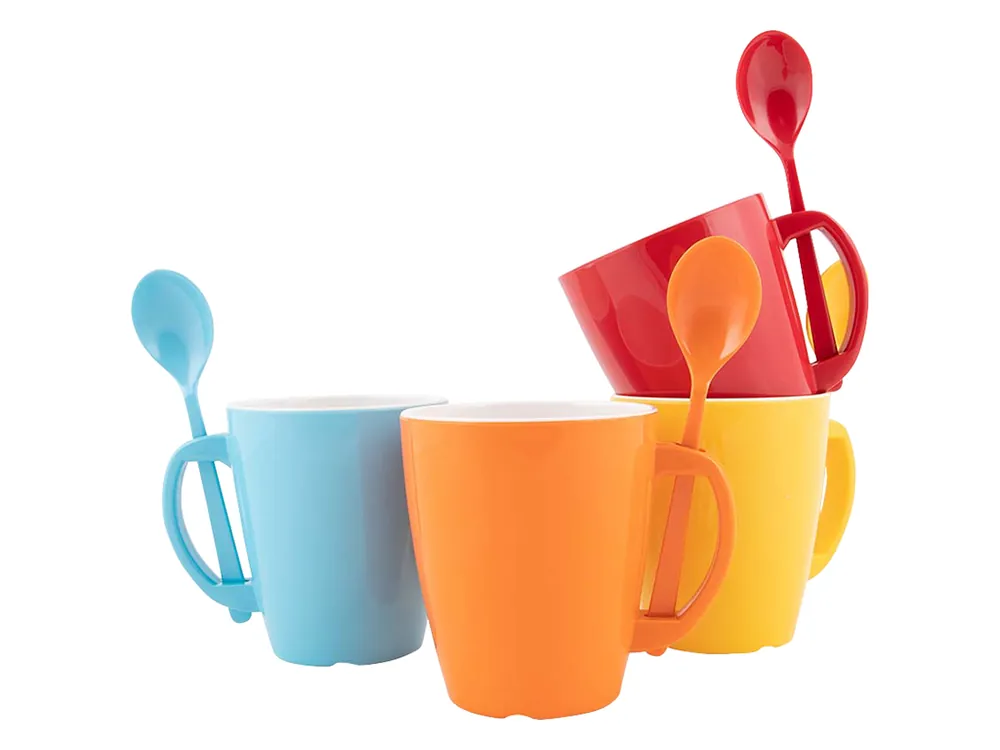 Expressversand Gimex Colour Line Rainbow 4er-Set Becher mit Löffeln