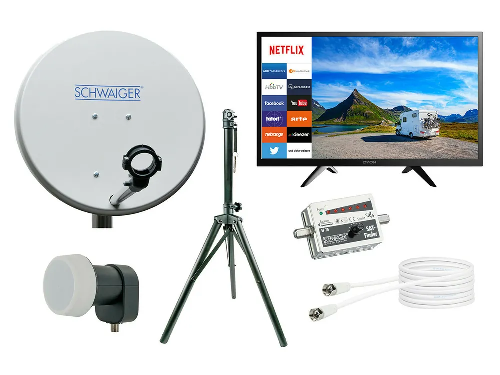 Zertifiziert Zweite Chance Schwaiger mobiles 24 "Smart-TV-Satelliten Anlage