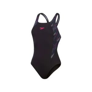 Speedo H-Boom Splice Muscleback Sportbadeanzug - Black Pink Knallerangebot