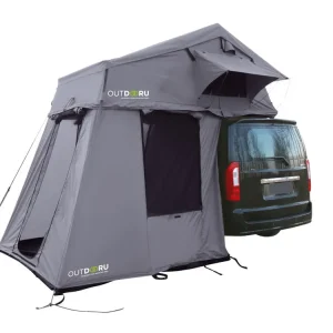 OutdoorU Family 4 Pers Dachzelt inkl. Vorzelt & Leiter - Grau Saisonangebot