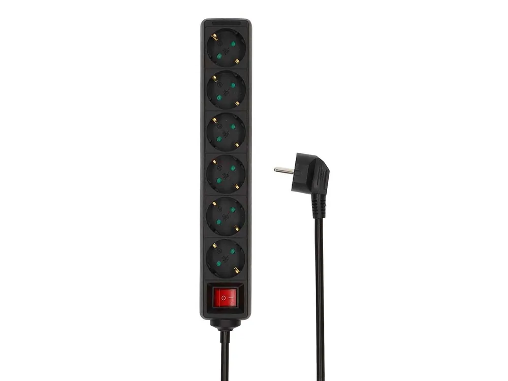 Markenware Nedis ESOC615F2BK 6-fach Steckdosenleiste - 1 Meter