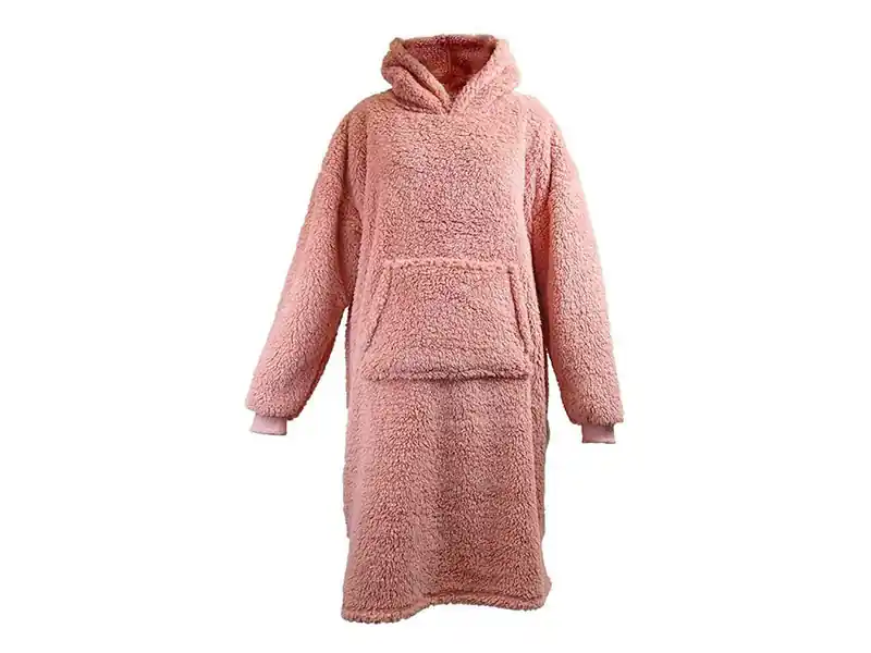 Unique Living Teddy Long oversized hoodie - Old Pink Sale