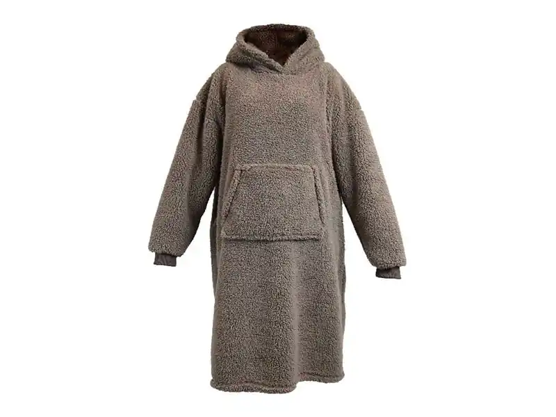 Unique Living Teddy Long oversized hoodie - Taupe Sonderangebot