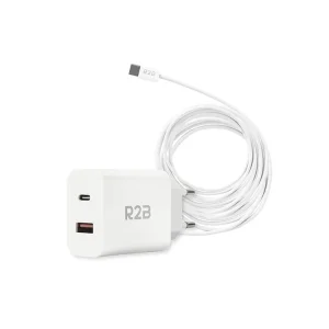 Beliebt R2B 2 Meter weißes USB-C Kabel mit USB-A & USB-C Ladegerät