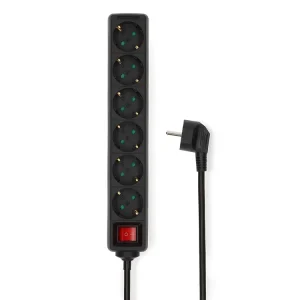 Nedis ESOC650F2BK 6-Fach Steckdosenleiste - 5 Meter Markenprodukt