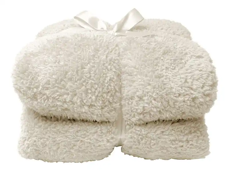 Markenware Unique Living Teddy Decke - Dove White