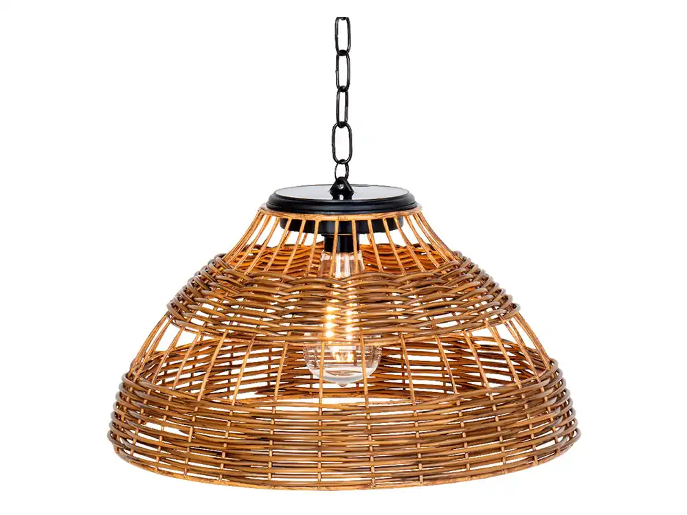 Abverkauf Lumineo Natural Rattan Solar-Hängelampe