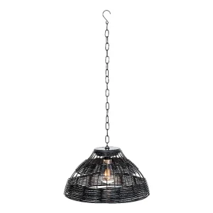 Neu Im Sortiment Lumineo Black Rattan Solar-Hängelampe