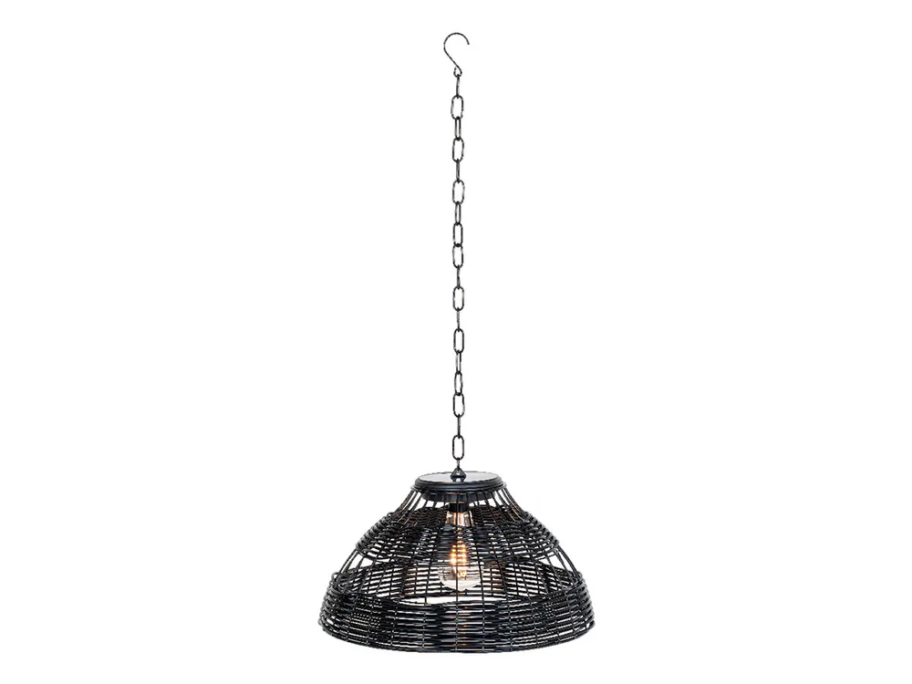 Neu Im Sortiment Lumineo Black Rattan Solar-Hängelampe