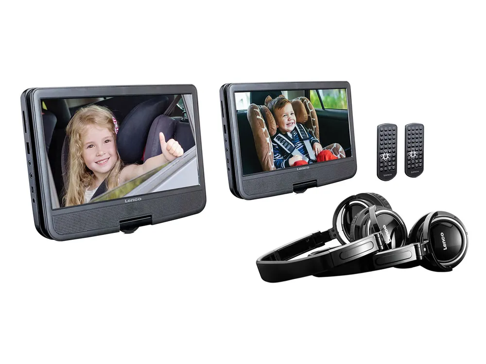 Top-Angebot Lenco DVP-1046BK 2x 10-Zoll tragbarer DVD Player