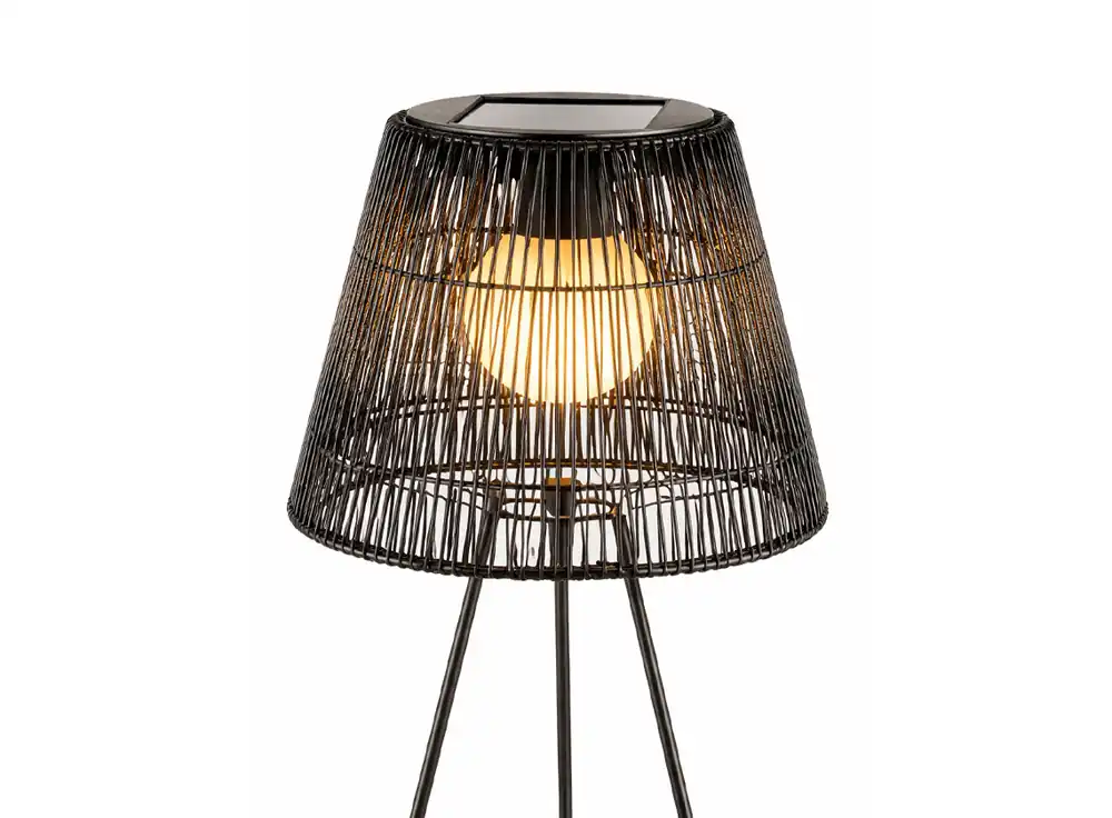 Preisreduziert Lumineo Black Rattan Solar-Stehleuchte