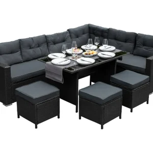 Monstershop Rattan 9 Personen Ecklounge-Set Neu Im Sortiment