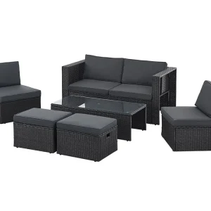Juskys Salou Polyrattan Lounge Set - Black Schnäppchen