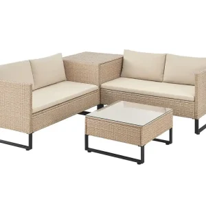 Juskys Santorini Polyrattan Modular Loungeset - Beige Expressversand