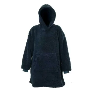 Letzte Chance Unique Living Teddy Oversized Hoodie - Dark Blue