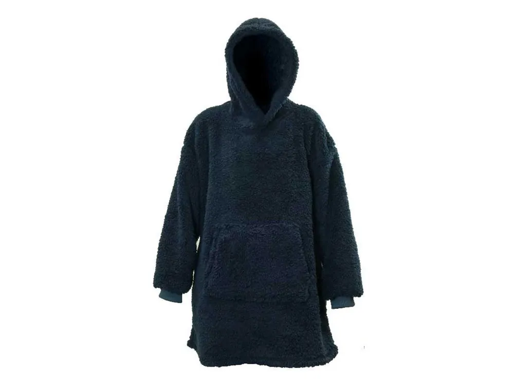 Letzte Chance Unique Living Teddy Oversized Hoodie - Dark Blue