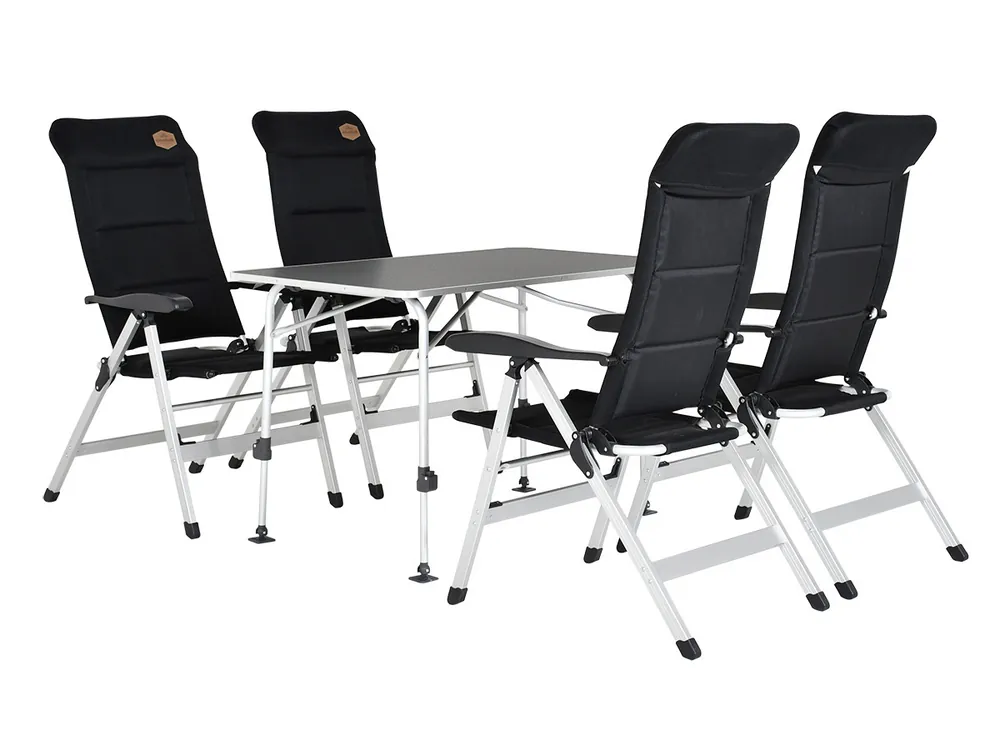 Neue Ware Obelink Abruzzo Superlight 120 und Corsa Black Tisch mit Klappstühle