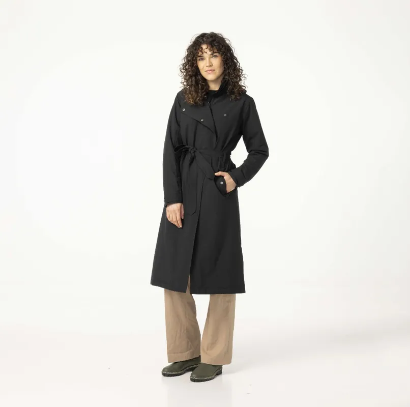 Abverkauf AGU Trench Coat Long Damen Regenjacke - Black