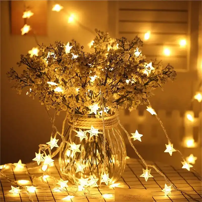 LED Sterne Lichterkette, 40 LEDs, 6m, 2 Modi, batteriebetrieben, Weihnachtsdeko für Fenster und Tisch. Jetzt Bestellen