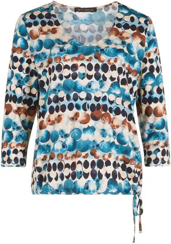 Betty Barclay Shirt beige-petrol Tunnelzug Sonderangebot