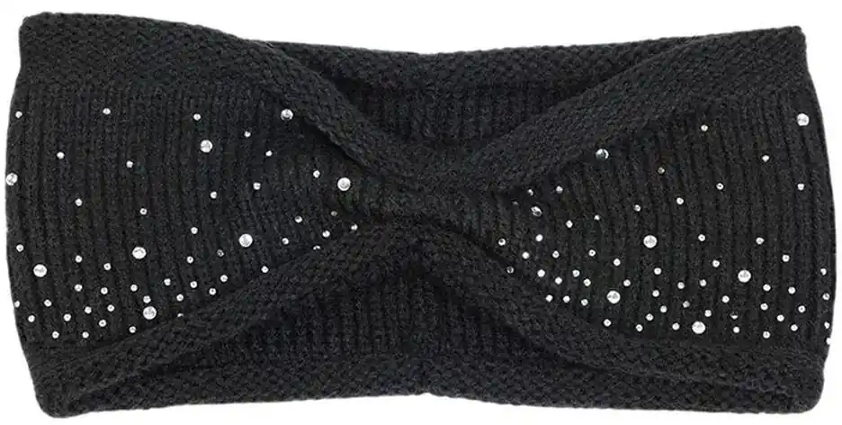 Neu Fiebig Strickstirnband mit Glitzersteinen