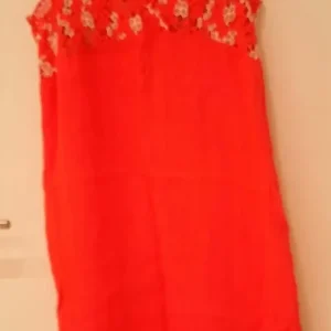 Sommerkleid blutorangerot mit Spitzeneinsatz Ausverkauf