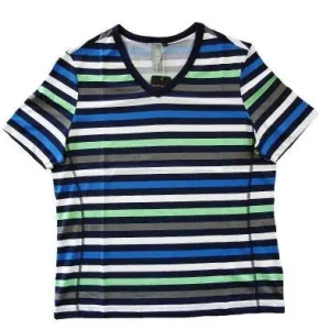 Billig Canyon Women Sports T-Shirt Ringel blau-grün-weiss