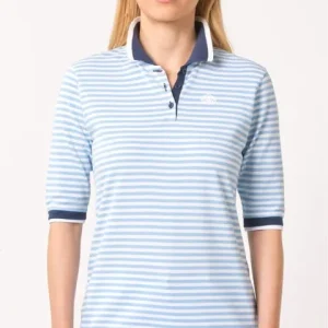 Serena Malin Poloshirt Pique Ringel weiss-blau Aktuell