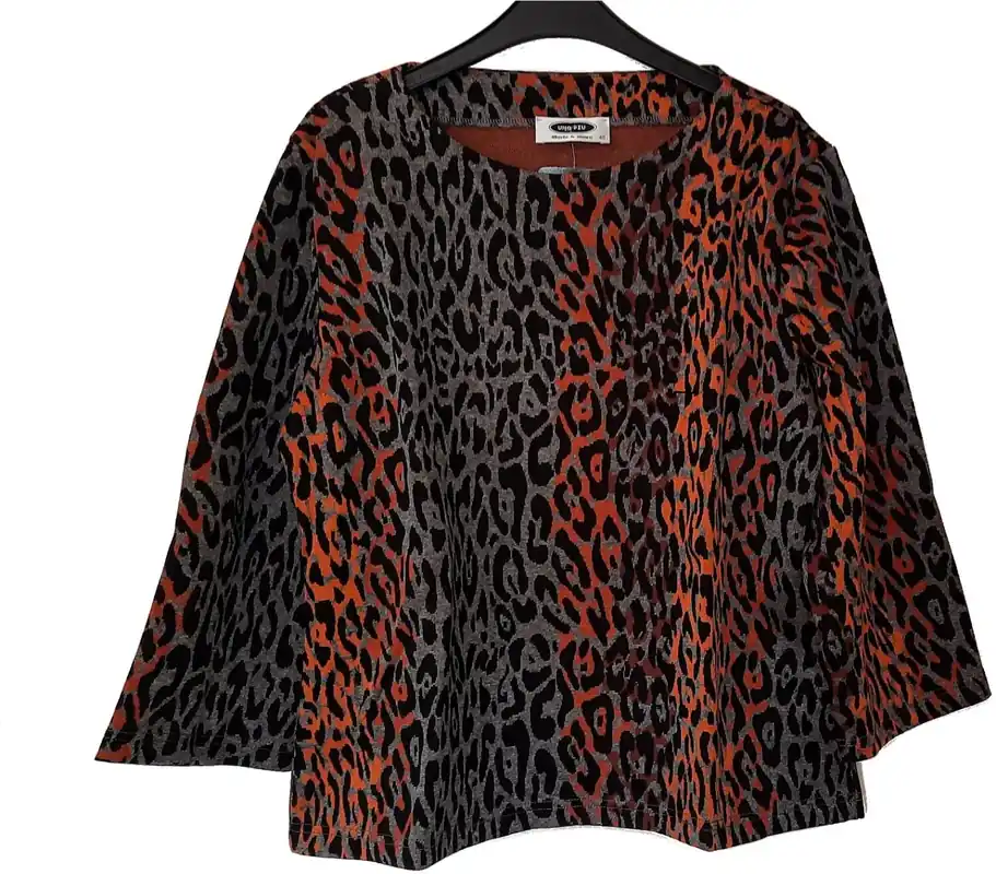 UNO PIU Damen Pullover 3/4 Arm orange/grau/schwarz Top-Seller