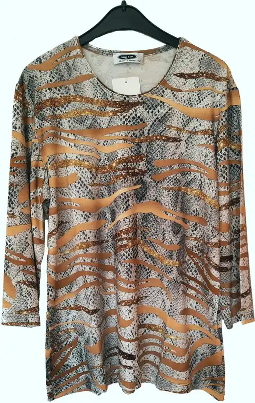UNO PIU Damen Shirt Gold Print Begrenztes Angebot