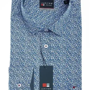 Jupiter Hemd Langarm Druck mittelblau Wochenendangebot