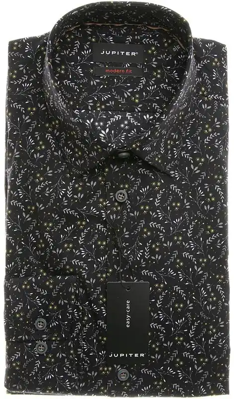 Jupiter Hemd Langarm Druck schwarz Super-Preis