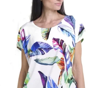 Seidel Blusenshirt weiss bunte Bl&auml;tter Billig