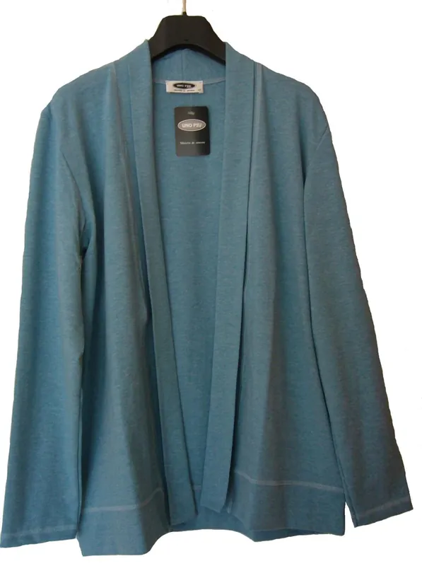 UNO PIU Damen Shirtjacke Schalkragen meliert blau Solange Der Vorrat Reicht
