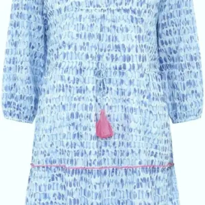 Zwillingsherz Kleid Aquarell Print Baumwolle blau Letzte Chance