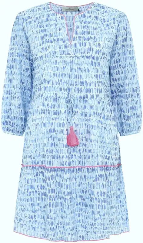 Zwillingsherz Kleid Aquarell Print Baumwolle blau Letzte Chance