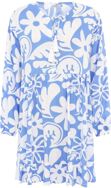 Zwillingsherz Kleid Viscose Flower Paradise blau Billig