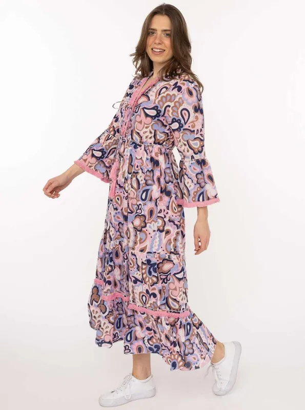Zwillingsherz Maxikleid Paisleymuster Schnäppchen
